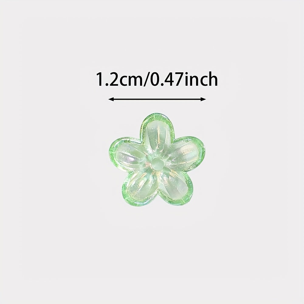 Clear Five-Petal Flower Acrylic Beads