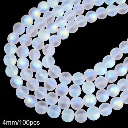 White Matte Frosted Glass Beads