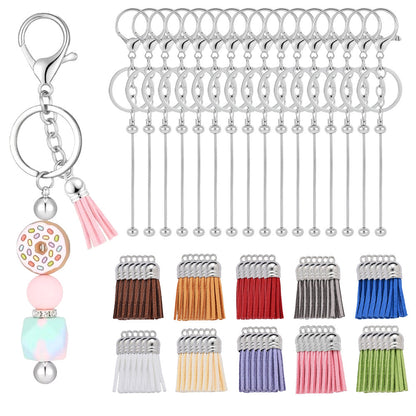 Beadable Keychain Set with Tassel Charms