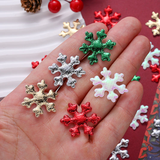 100PCS 25mm Multicolor Christmas Snowflake Fabric Patches