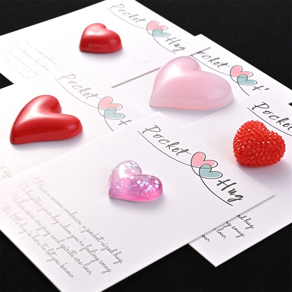 1PC Pocket Hug Poem Card with Resin Love Bead