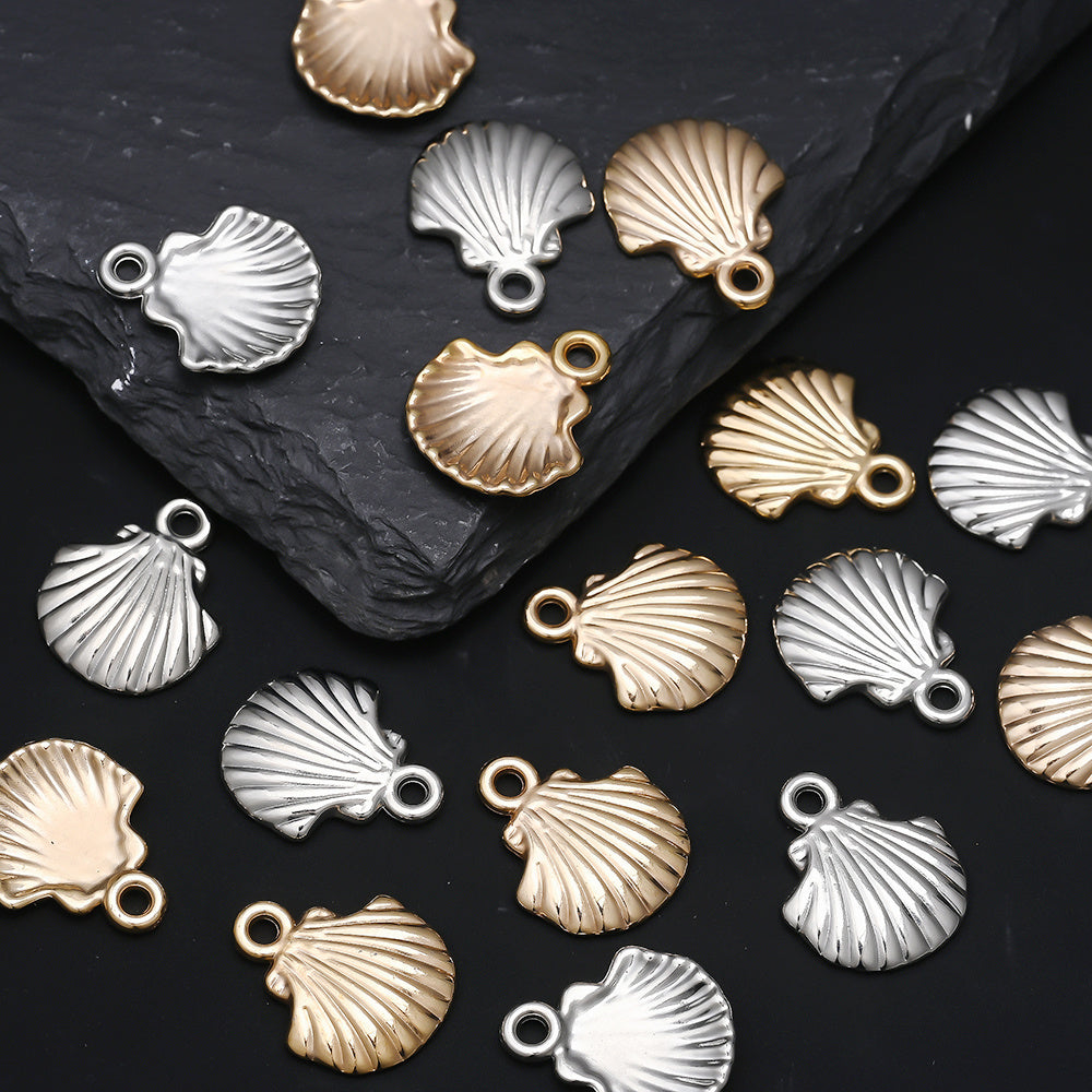 Golden and Silvery Plastic Shell Pendant Charms
