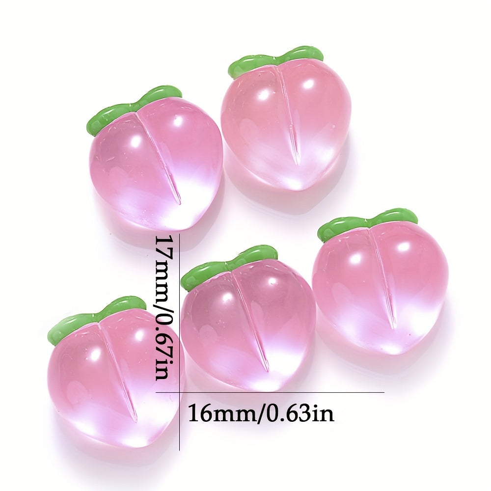 10PCS 17×16mm Pink Transparent Peach Resin Bead Set
