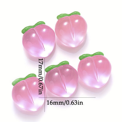 10PCS 17×16mm Pink Transparent Peach Resin Bead Set