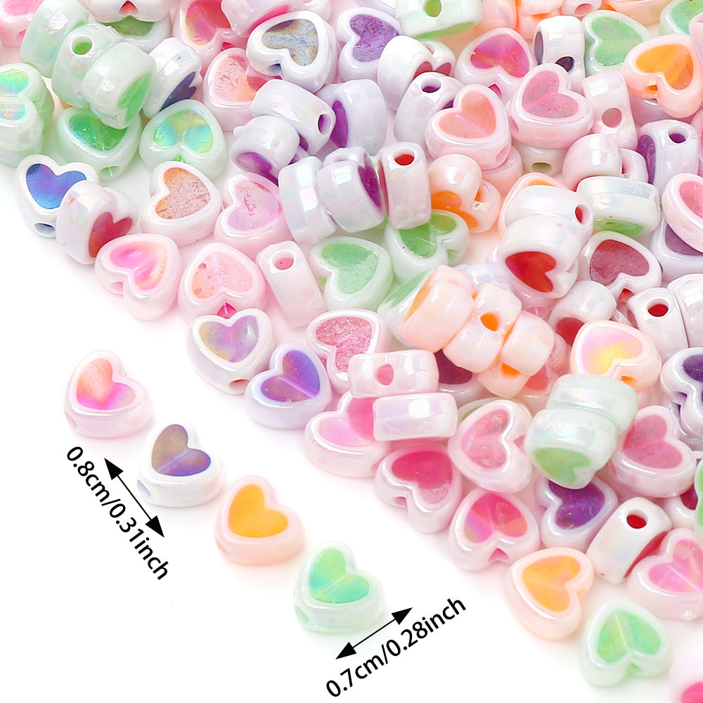 Shiny Heart Acrylic Spacer Beads
