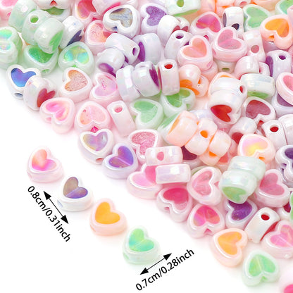 Shiny Heart Acrylic Spacer Beads