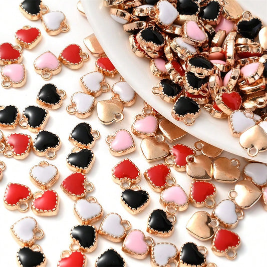 Mini Heart Enamel Alloy Pendants