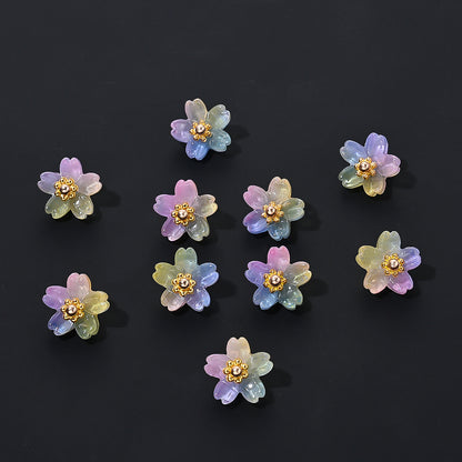 20pcs 10mm Colorful Gradient Glass Flower Beads