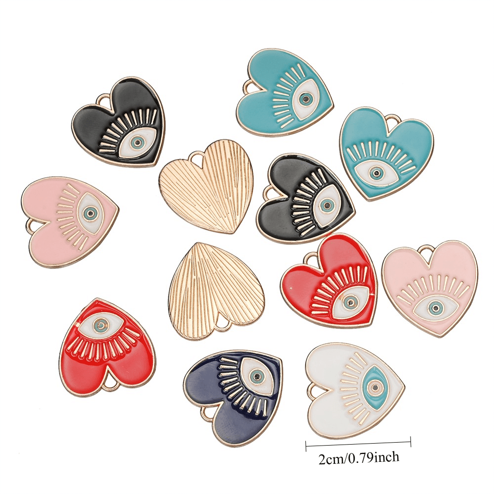 Evil Eye Heart Pendants Charms