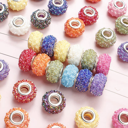 Colorful Flower Acrylic Large Hole Spacer Beads