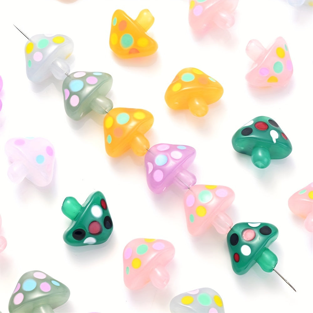 5PCS 17×19mm Luminous Mushroom Acrylic Bead Set