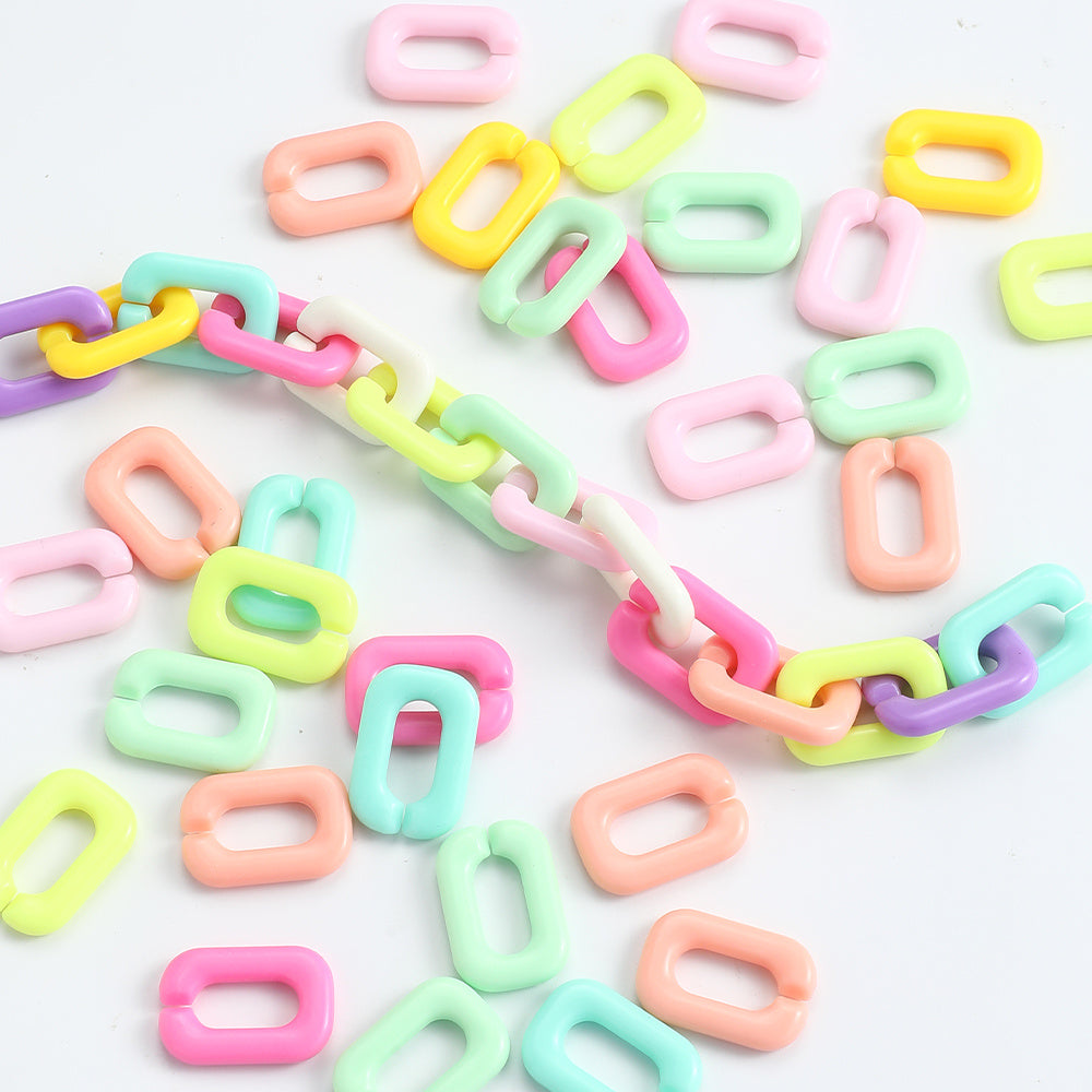 Candy Color Rectangle Acrylic Open Ring Links