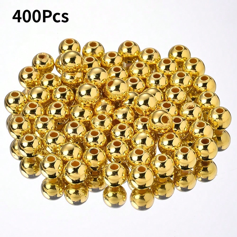 400pcs 6mm Golden Silvery Round CCB Spacer Beads