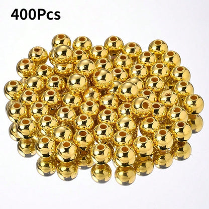 400pcs 6mm Golden Silvery Round CCB Spacer Beads
