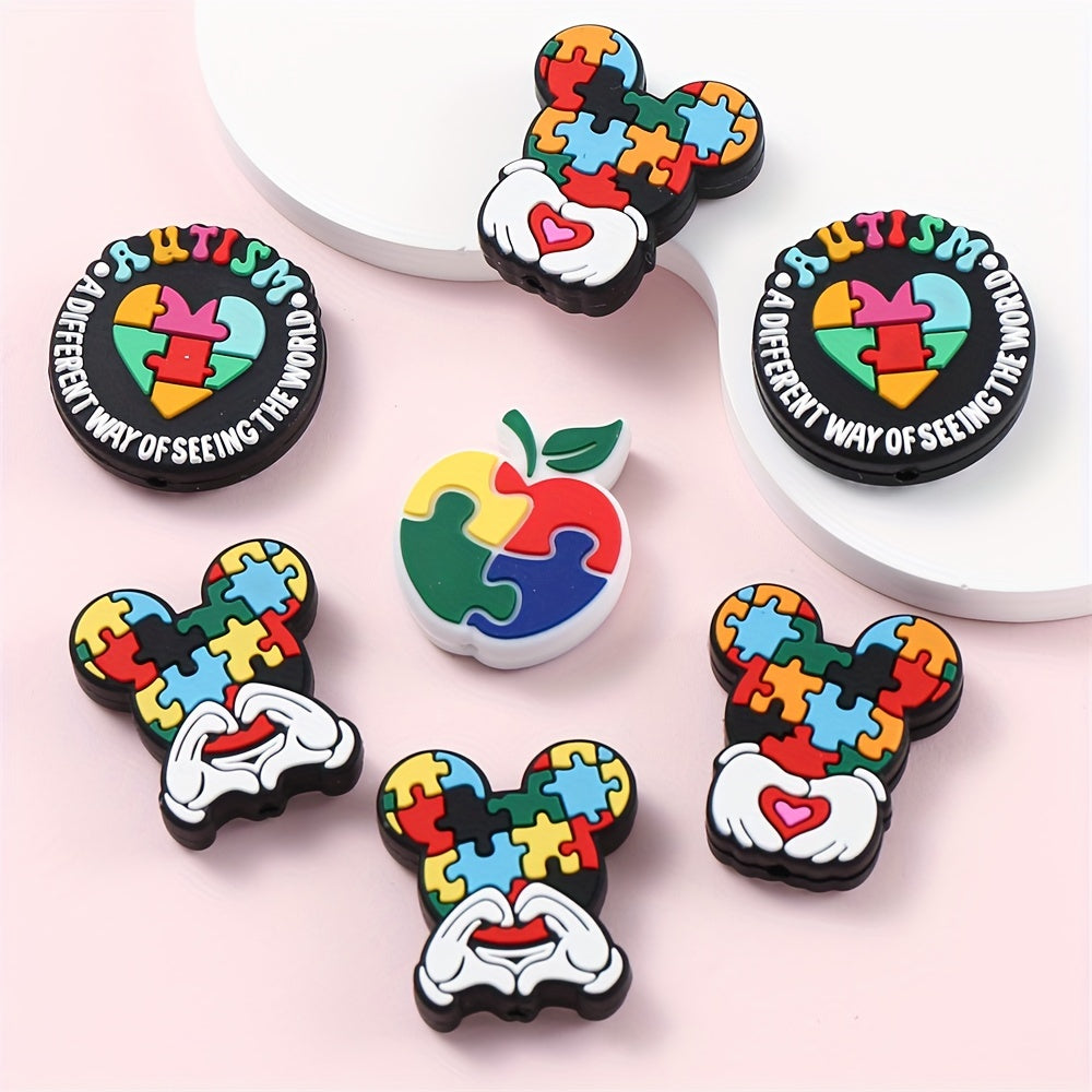 Puzzle Theme Silicone Beads
