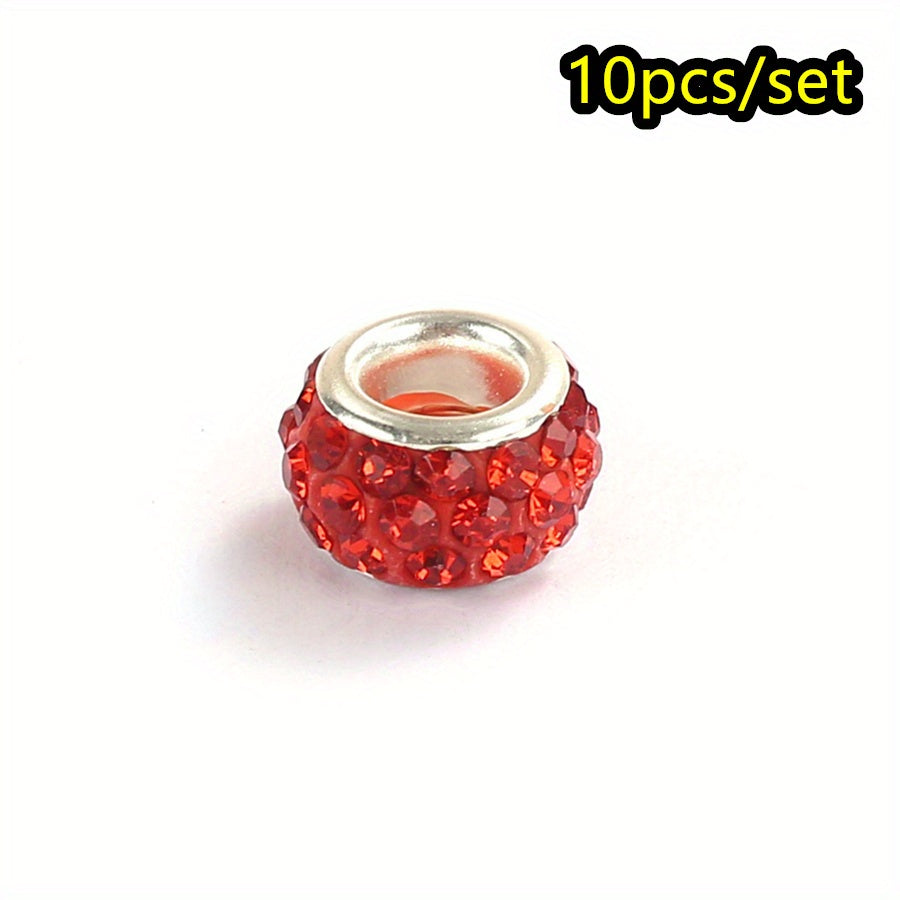 10pcs/lot Colorful European Style Rhinestone Spacer Beads