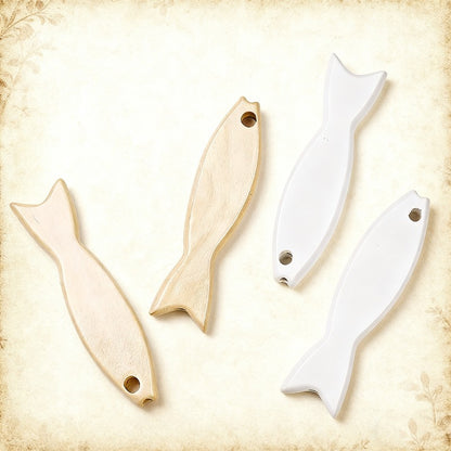 2pcs 2x7.9cm Fish-Shaped Wooden Beads