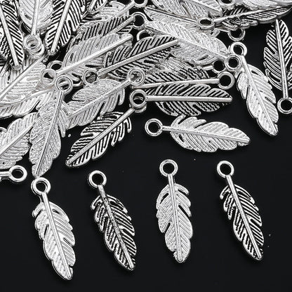Silver Feather Alloy Pendants