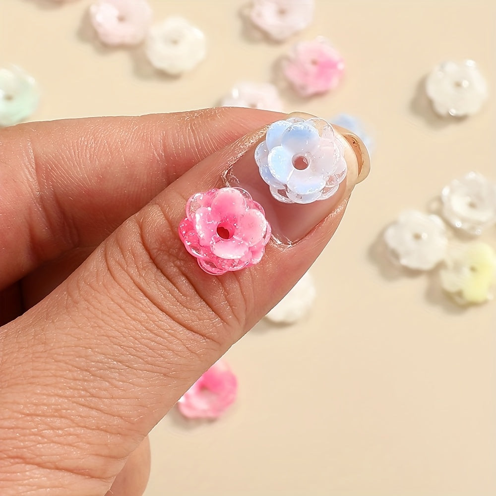 Gradient Glitter Flower Acrylic Beads