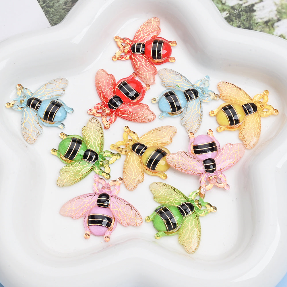 Colorful Acrylic Bee Flatback Rhinestone Charm Pendants