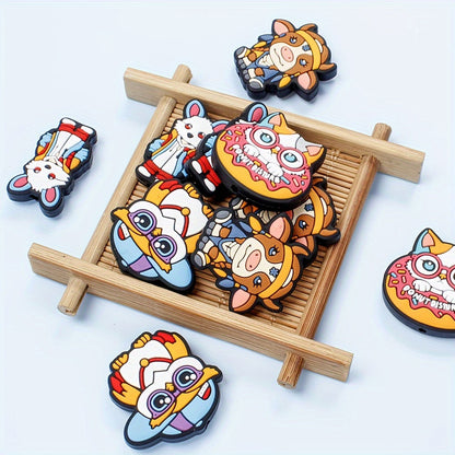 1PC 16–30mm Silicone Owl, Fox & Donut Bead Set