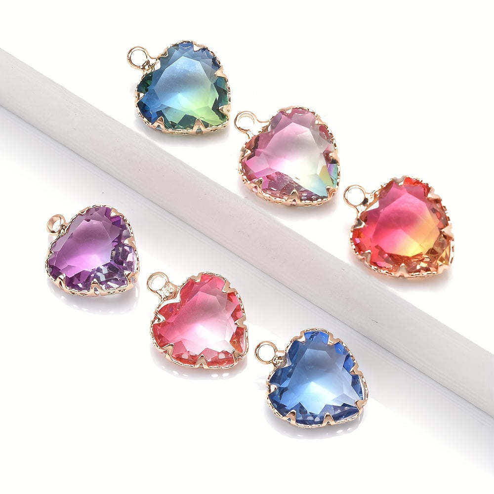 Colored Heart Faux Crystal Charm Beads