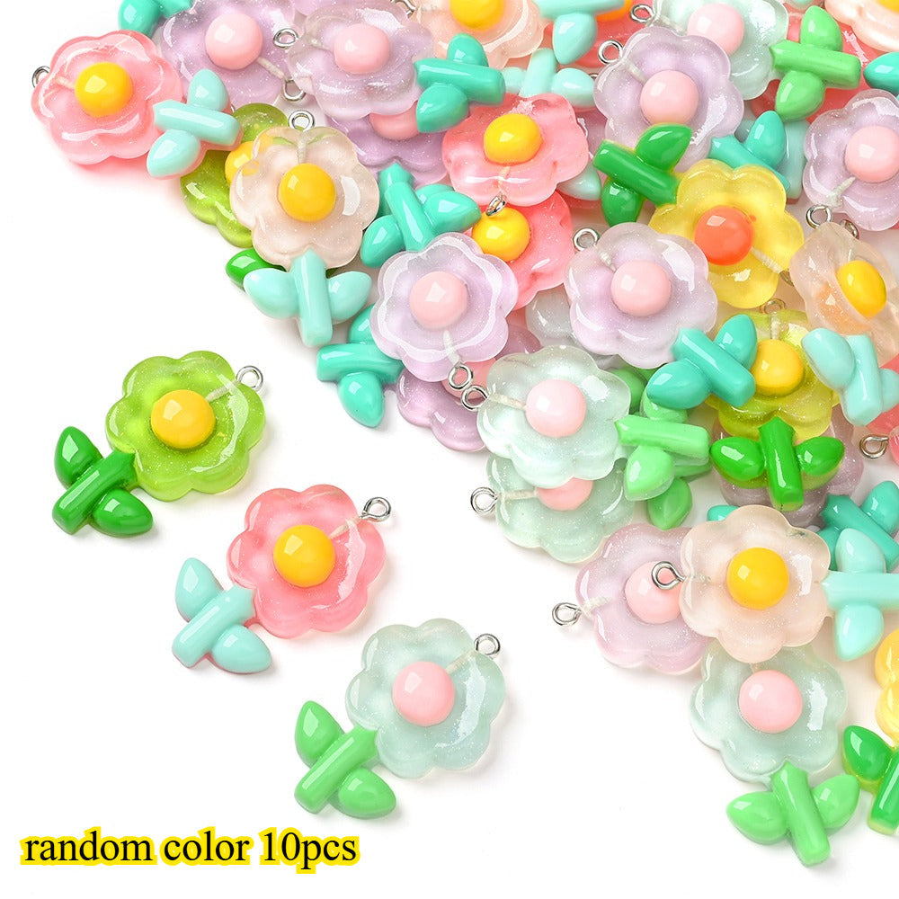 Resin Flower Sunflower Flatback Pendants