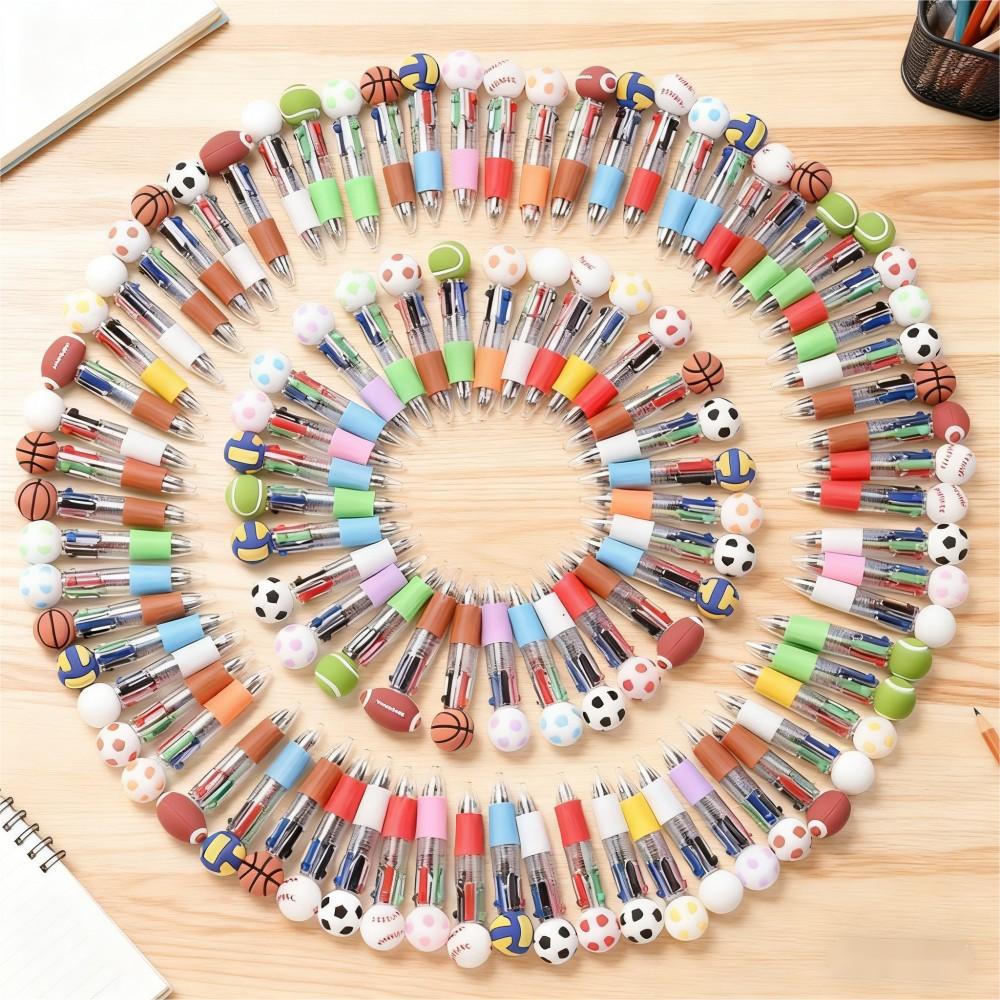 15PCS 4-Color Mini Sports Ball Retractable Pen Set
