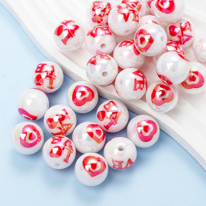 Valentine’s Day Heart-Printed Acrylic Beads