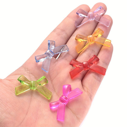 20/50PCS 2×3.4cm Transparent Bow Acrylic Embellishment Beads