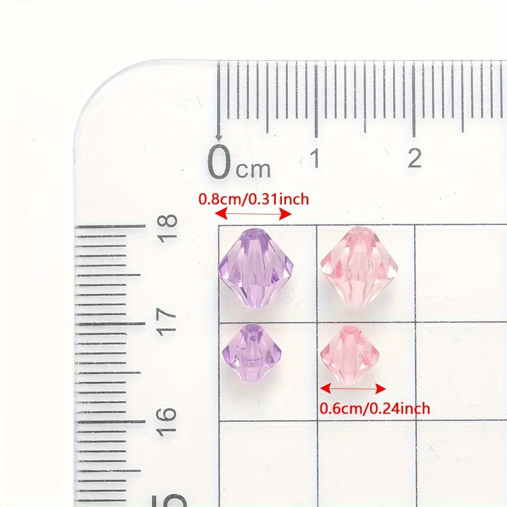 100/200PCS 6/8mm Diamond-Shaped Acrylic Bead Set