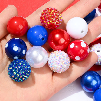Patriotic Rhinestone Ball Beads