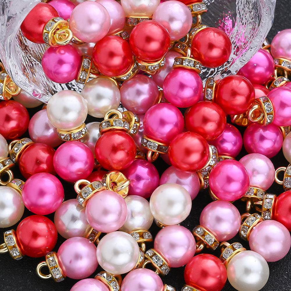 Pink Artificial Pearl Round Pendants