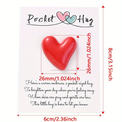 1PC Pocket Hug Poem Card with Resin Love Bead