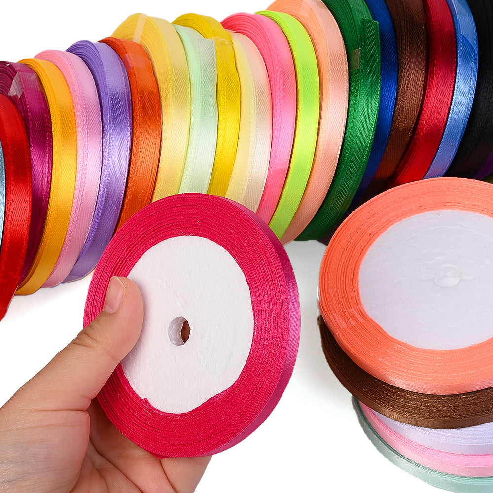 20PCS 6mm Satin Ribbon Set - 25 Yards Each