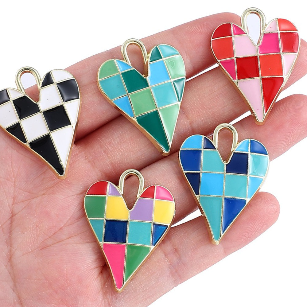 Alloy Enamel Big Heart Charms