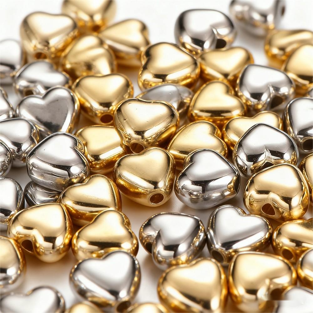 100PCS Gold & Silver Heart CCB Bead Set