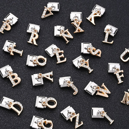 1PC Rhinestone A-Z Letter Modular Bracelet Charm Set