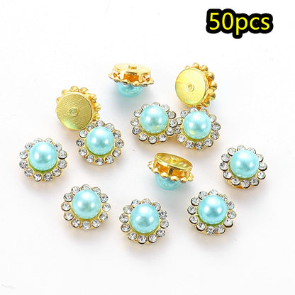 Flower Rhinestone Pearl Cabochons