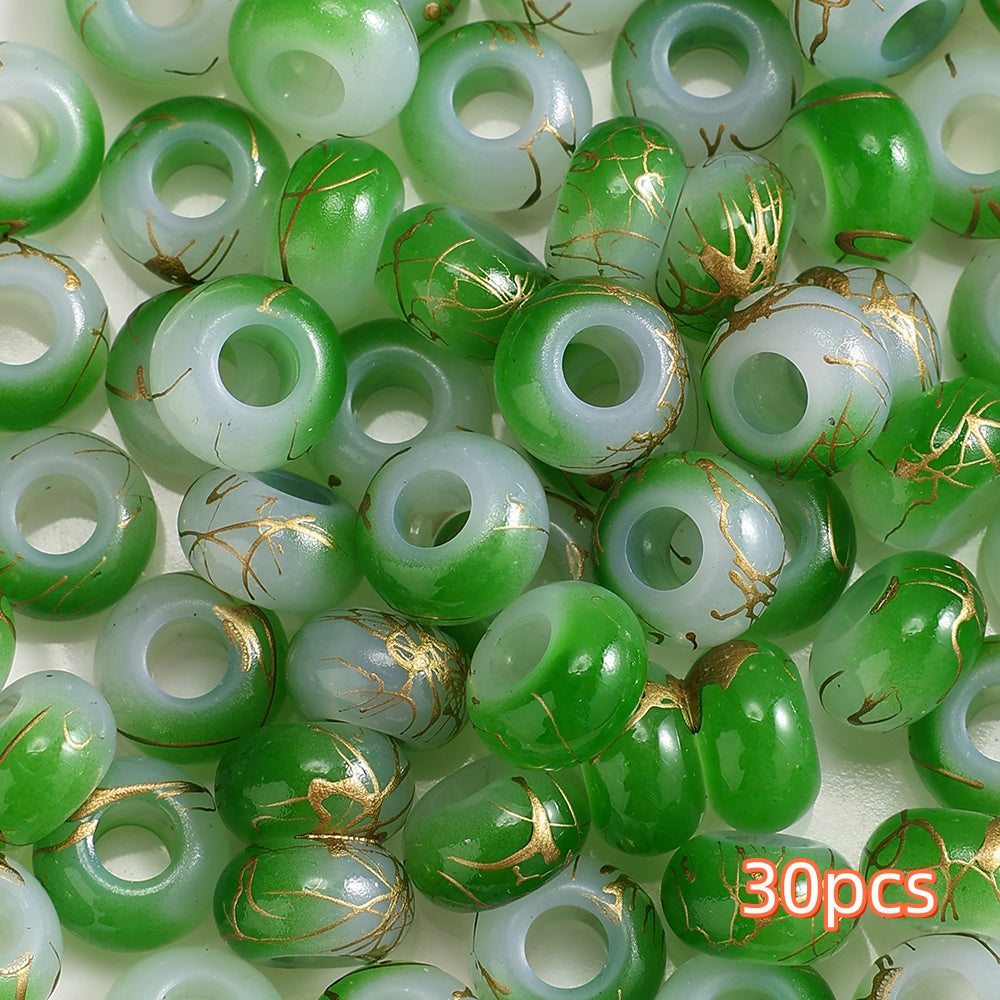 30pcs 9x14mm Golden Wire Acrylic Large Hole Beads
