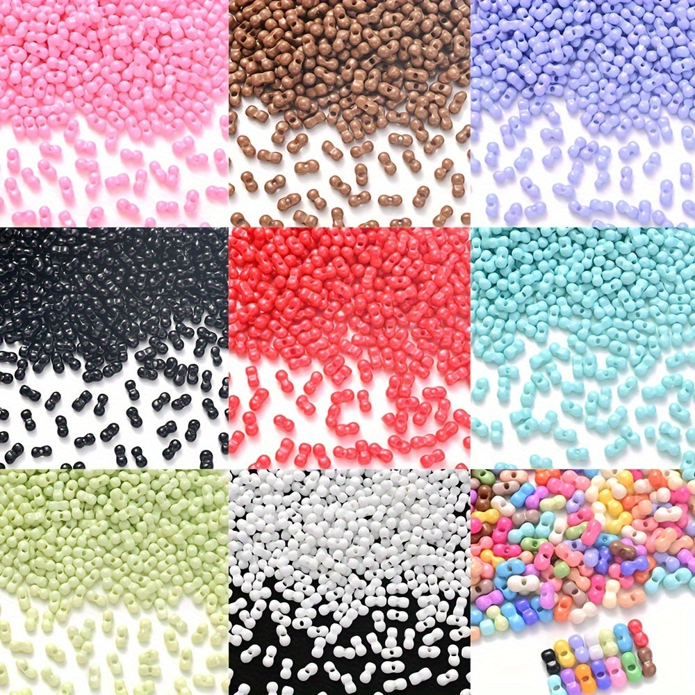 200PCS 3×6mm Mini Colorful Peanut Spacer Beads