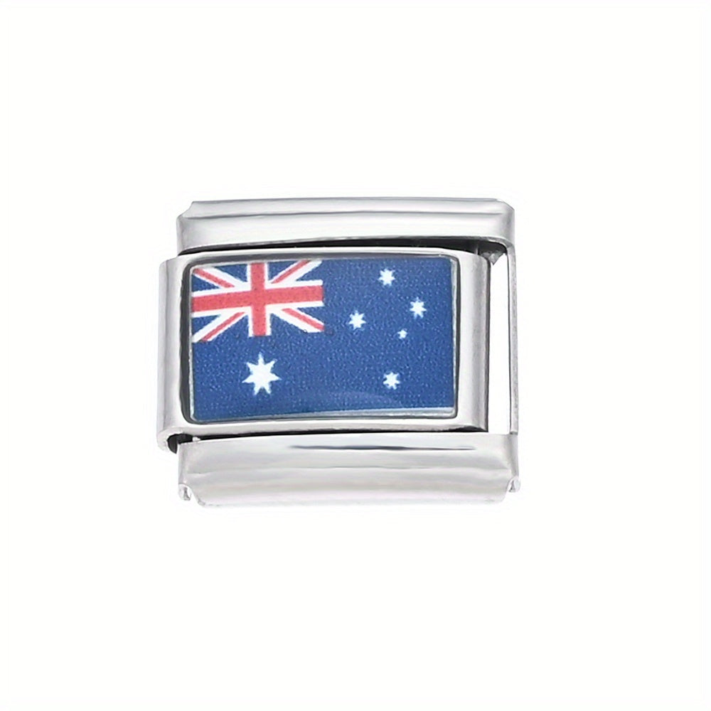 World Flag Alloy Bracelet Module