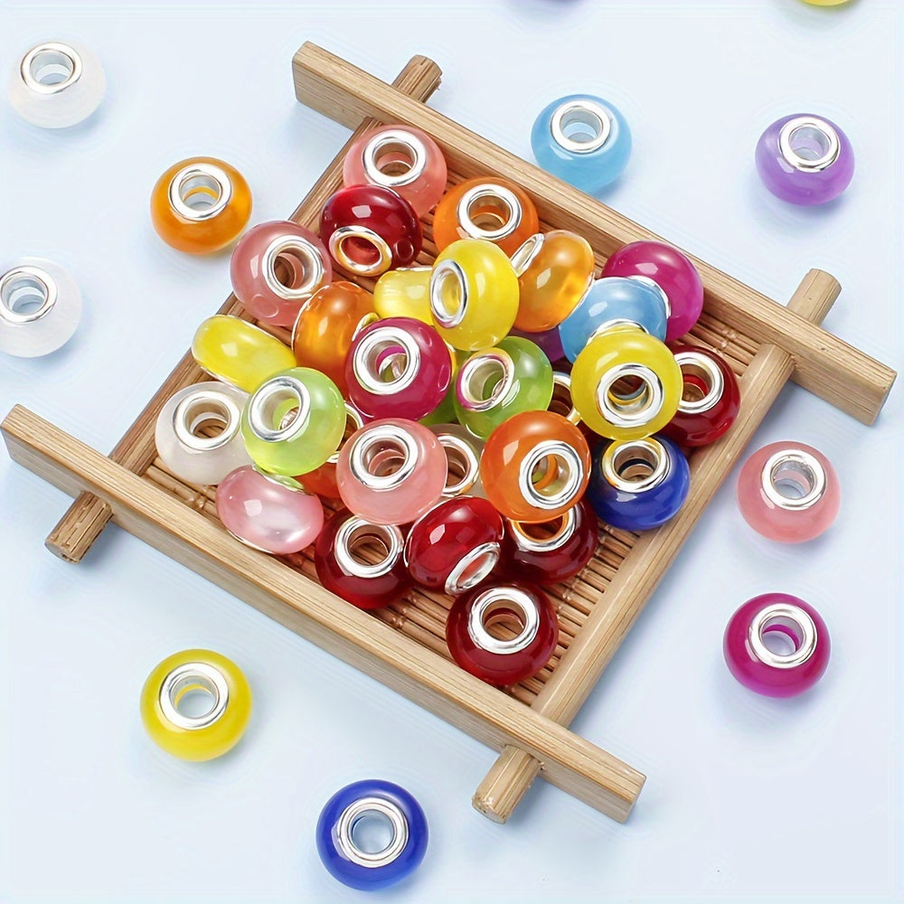 30/50pcs/set Colorful Cat Eye Resin Large Hole Beads