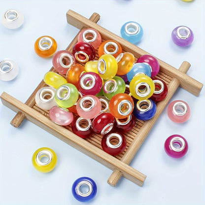 30/50pcs/set Colorful Cat Eye Resin Large Hole Beads