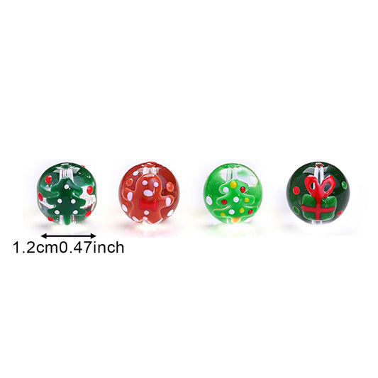 15PCS 12mm Christmas Lampwork-Style Glass Bead Set