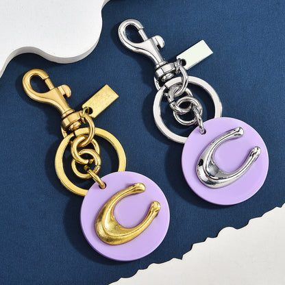 1PC 10.5cm Rainbow C Letter Keychain Bag Charm