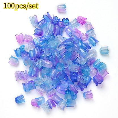 2026 New Arrival 10×11mm Gradient Flower Acrylic Bead Caps