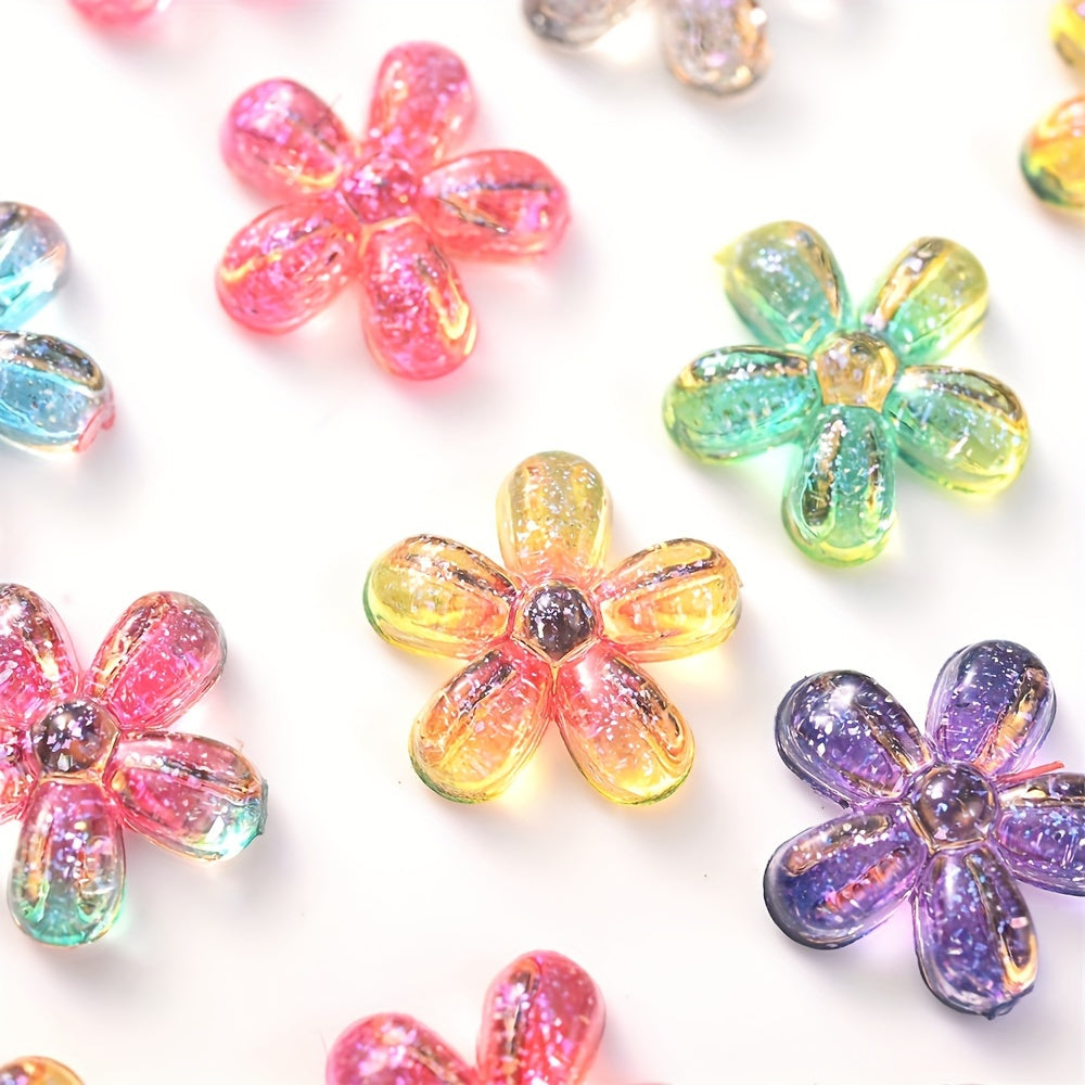 100PCS 8mm Five-Petal Flower Acrylic Bead Set