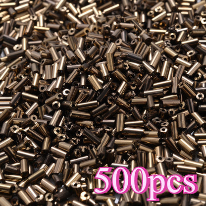 500-Piece 2x4 mm Multicolor Glass Tube Beads