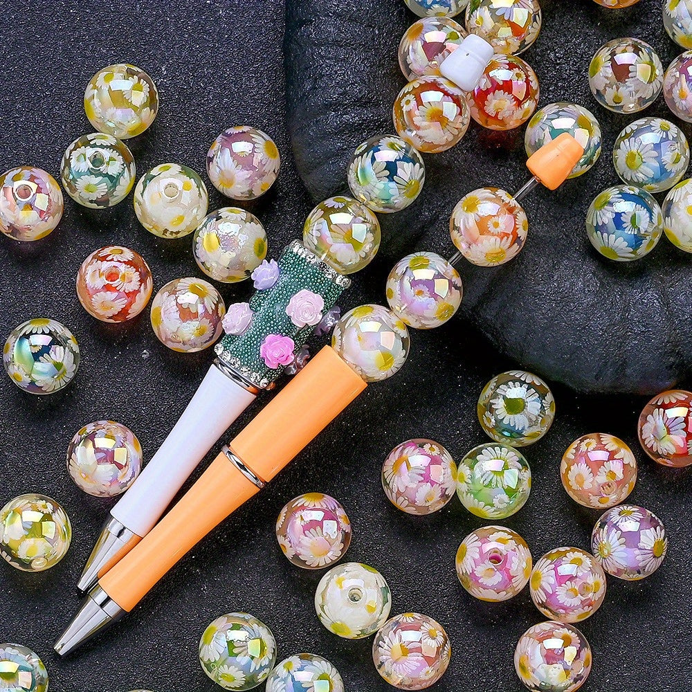 Daisy Round Acrylic Beads